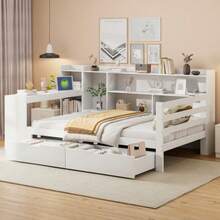Bed Bases & Foundations - White + Wood + 90cm*200cm - View 3