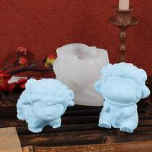 1个可爱卡通绵羊硅胶蜡烛模具，3D动物DIY石膏雕塑，树脂工艺品，手工礼品，家居装饰，开斋节 - A-白色 - 查看 6