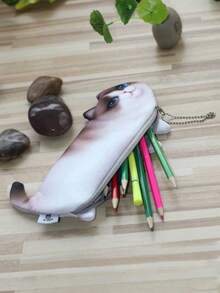 1pc Cute Cat Plush Pencil Case, Large Capacity, Creative Stationery Storage Bag, Gift, Doll Pencil Pouch - Multicolor - View 6