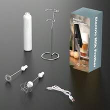 Espumador de Leche Recargable para Café con Juego y Soporte - Batidor Eléctrico de Mano para Espuma de Leche, Ideal para Frappe, Latte y Matcha, Mini Mezclador Portátil - Manzana blanca - Ver 8