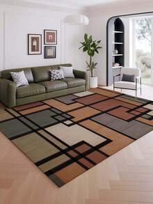 奢华风格拼布图案室内地毯，仿羊毛材质地毯，适用于客厅、沙发、卧室、床边防滑垫、餐厅、厨房、办公室椅垫、入口垫、户外野餐毯、露营垫 - 深灰色 - 查看 3