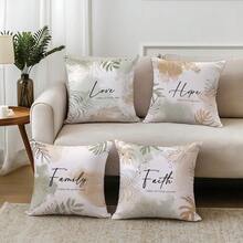 4pcs Inspirational Text & Watercolor Floral Pattern Throw Pillow Covers, Single-Sided Soft Peach Velvet Material, 45*45CM Cushion Covers For Home Indoor Bedroom Living Room Party Decor, Sofa Decorative Pillow Covers, Holiday Gift, No Pillow Insert - Multicolor - View 4
