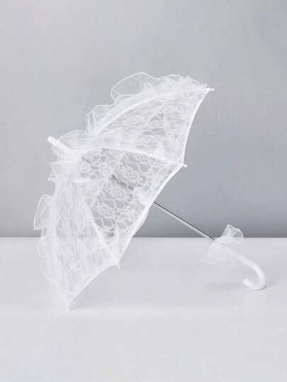 Lace Umbrella Wedding Decoration Set: Lace Umbrella And Lace Plastic Fan, European Style Bridal Umbrella, Outdoor Wedding Decor Umbrella And Fan Set, Best Gift, Wedding Photography Prop, Decorative Umbrella, Photography Prop Umbrella, Dance Accessory Parasol, Spring/Summer Choice, Bridesmaid Gift, Room, Bedroom Decor, Beach, Travel, Men, Women, Holiday, Valentine's Day Accessory