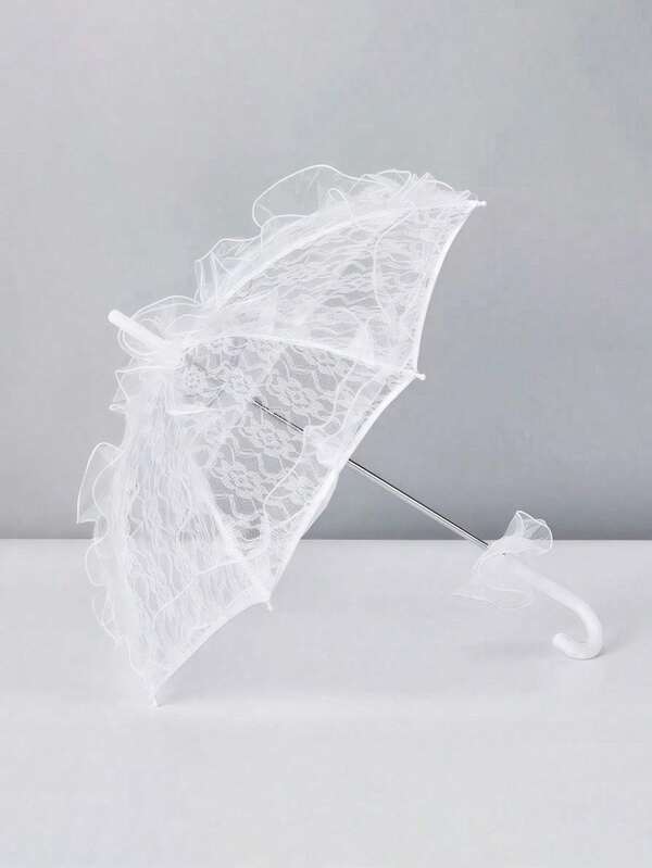 Lace Umbrella Wedding Decoration Set: Lace Umbrella And Lace Plastic Fan, European Style Bridal Umbrella, Outdoor Wedding Decor Umbrella And Fan Set, Best Gift, Wedding Photography Prop, Decorative Umbrella, Photography Prop Umbrella, Dance Accessory Parasol, Spring/Summer Choice, Bridesmaid Gift, Room, Bedroom Decor, Beach, Travel, Men, Women, Holiday, Valentine's Day Accessory