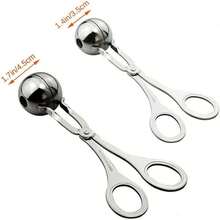 Stainless Steel Meat Baller Ball Maker Meatball Scoop None-Stick Baller Tongs Meat Ball Maker Mold Cake Pop,Ice Tongs,Meatball Maker Tool For Kitchen Cooking - Bạc - Xem 10