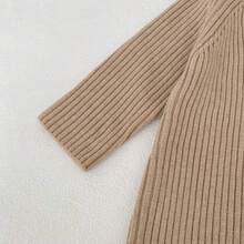 New Autumn/Winter Baby Knitted Jumpsuit, Unisex Infant Thick Ribbed Romper, Fashion Versatile Knitted Bodysuit - Khaki - View 10