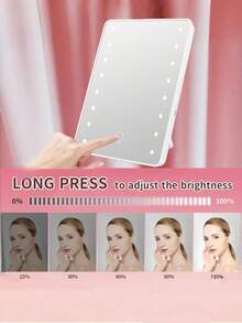 LED Makeup Mirror, Lighted Vanity Mirror With 3 Lighting Modes, Tabletop Cosmetic Mirror, Dual Power Supply, Portable Makeup Mirror For Dorm, Office Desk, Birthday, Graduation, Holiday Home Decor, Student Gift, Multifunctional Vanity Mirror For Bedroom, Travel, Ideal Gift For Women On Valentine's Day, Mother's Day - Multicolor - View 4