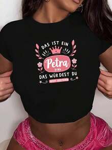 Funny German Quote Petra Thing Fashionable Women's Short Sleeve T-Shirts - Black - View 1