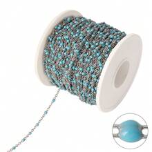 Dây chuyền hạt thép không gỉ 100cm, dây chuyền hạt nhựa nhiều màu sắc phong cách Bohemian, dây chuyền tráng men để làm trang sức DIY và phụ kiện vòng cổ. - Chuỗi tự làm - Xem 21