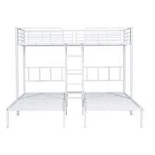 [30544849SAA] Letto a castello triplo con scaletta per bambini e ragazzi, letto in ferro con sponda di  e tavolo, nero 90x200cm*3 - Bianco - Visualizzare 6