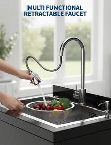 Dragonpad Stainless Steel Utility Sink,Freestanding Sink With Cold And Hot Water Faucet For Garage, Kitchen, Bathroom & Basement | Includes Drain Kit & Hoses - Silver - 25x20x39 Inches - View 7