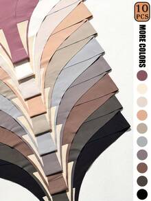 Conjunto de 10 tangas sin costuras para mujeres recomendado - bragas de mezcla de nylon suaves y cómodas, degradado marrón-púrpura multicolor, diseño elástico de cintura baja, ropa interior cómoda que no se ve a través| Estilo minimalista| Mezcla de Nylon Elástico ¡Lo Mejor de la Temporada! - Multicolor - Ver 5