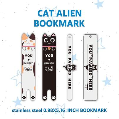 Süße Katzen Lesezeichen, Geschenk für Katzenliebhaber zum Lesen, Zinklegierung Katzen Lesezeichen für Frauen, Lustige Katzen Buchzeichen mit Katzenpfoten-Herz-Anhänger, süßes lächelndes Katzen Lesezeichen für Buchliebhaber und Katzenliebhaber.