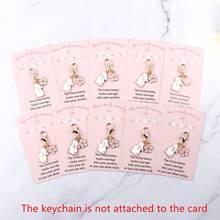 5个/10个可爱樱花兔钥匙扣，带口袋拥抱鼓励卡 | 适合学生/上班族/朋友 | 完美适用于复活节/生日/考试/毕业典礼/日常鼓励/节日祝福/异地关怀 | 金属材质 - 彩色 - 查看 9