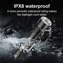 80000流明潜水LED手电筒 - IPX8防水 - 可充电防水便携式战术手电筒 - 适用于户外露营、游泳、旅行、钓鱼、狩猎、骑行 - 星星 - 查看 7