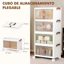 carrito organizador4 Niveles Cajas de AlmacenamientoContenedores de Organizador Plegable de Plástico con Tapas Y Ruedas Carrito Organizador de Para la Sala el Baño y la Cocina - Transparente - Ver 2