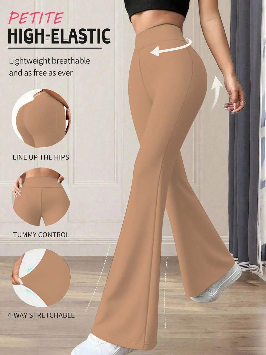 Women's Solid Color Casual High Waist Flare Pants Spring - Earth Color - View 1