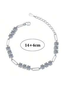 BLOVEMEE 1条奢华925纯银4.5克拉莫桑石手链，适合女性日常佩戴、派对、节日、情人节、母亲节、圣诞节、万圣节、结婚纪念日等场合，是馈赠佳品。 - 銀色 - 查看 3