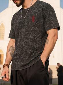 Áo thun ngắn tay in họa tiết graffiti GRDR dành cho nam, thời trang mùa hè. - Xám - Xem 2