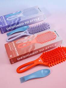 1pc Large Curling Hair Brush - Suitable For Curly Hair, Unisex, Flexible And Easy To Comb - For Dry And Wet Hair, Perfect For Curly Hairstyles, Separates Curls, Adds Volume - Anti-Static, Heat-Resistant Styling Tool - Multicolor - View 5