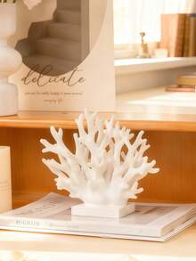 1 pièce Décoration de corail en résine blanche minimaliste de style nordique - Ornement de bureau de style océanique, convient pour la décoration de la chambre, du salon, de la bibliothèque | Décoration d'intérieur à la mode pour créer une ambiance chaleureuse - Multicolore - Voir 3