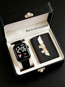 2/1pc Elegant Fashion Cute Heart-Shaped LED Digital Display Watch With Multifunctional Wallet, Suitable For Girls Daily Wear, Birthday/Holiday Gift, Holiday, Vacation, Travel, Party Decor, Friend Gift, Back To School And Graduation, Valentine's Day Gift For Girls, Girls Accessories - Multicolor - View 11