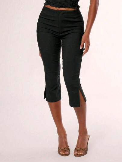 Women's Y2K Style Capri Pants, Casual Summer Low-Waisted Trousers, Vintage Street Fashion, Suitable For Yoga, Cycling, And Casual Wear. Women's Clothing, Women's Bottoms, Women's Leggings, Capris.