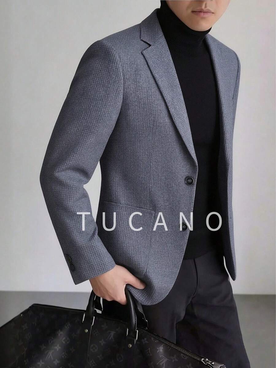 Tucano Áo vest công sở nam kẻ caro dáng ôm, cài một hàng khuy, phù hợp cho công sở, đi làm mùa đông, các buổi gặp gỡ thường ngày, món đồ thiết yếu cho quý ông hiện đại. - Xám - Xem 1