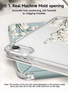 Funda para tableta con patrón de flor de jazmín compatible con iPad Air 11 pulgadas M3 2025 / M2 2024, iPad Air 5ta generación 2022, iPad (A16) 11 pulgadas 11va generación 2025, compatible con Samsung Galaxy Tab, Kindle Paperwhite 12a generación 2024, parte trasera transparente, funda protectora con diseño de moda, función de suspensión y activación automática, protección de airbag, adecuada para regalos y uso en la oficina - Multicolor - Ver 5