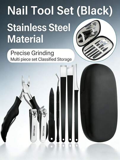 8/3/1 Piece Modern Stainless Steel Nail Clipper Pedicure Set, 7-In-1 Kit With Long Handle, Curved Nail Clippers, Unisex Manicure & Pedicure Tools, Suitable For Toenails, Halloween Gift, Includes Nail File