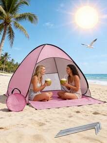 The Fully Automatic Beach Tent Is Easy To Carry, Durable, And Foldable. It Protects You From Sunlight And Provides UV Protection. The Back Panel Adopts Mesh Curtains, Which Can Be Opened In Summer To Increase Coolness. Suitable For Outdoor Beaches, Courtyard Lawns, Camping And Rest, It Is An Excellent Gift For Valentine's Day And Summer. - 彩色 - 查看 10