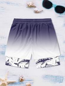 Men's Shark Print Double-Layer Beach Shorts With Pockets - Multicolor - View 3