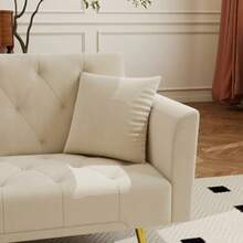 72'' Convertible Sofa Bed Modern Futon Set, Velvet Foldable Reclining Loveseat, Three Adjustment Angles,Mid Century Modern Couches For Living Room/Bedroom/Apartment, Easy Assembly,Beige Color - Beige - View 2