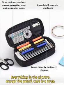 1pc Paw Patrol Series Zipper Pencil Case, Includes Characters Rubble, Chase, Rocky, Zuma, Skye, Everest, Tracker, Tuck, Ella, Rex, WildCat And Liberty. Zipper Design For Easy Carrying, With Internal Compartment Dividers. - Multicolor - View 2