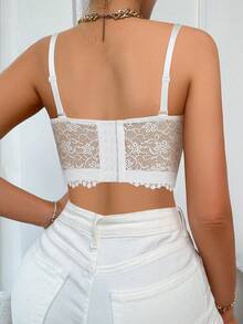 mimilemon 女士蕾丝钢圈文胸，配有可拆卸肩带 - 提拉支撑，侧边支撑，性感舒适，时尚日常穿着 - 白色 - 查看 3