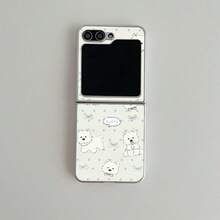 West Highland Terrier Puppy Leather Folding Phone Case For Samsung Galaxy Z Flip3 5G/Galaxy Z Flip 4 5G/Galaxy Z Flip 5 5G/Galaxy Z Flip 6 5G/Galaxy Z Flip 7 5G, Polka Dot Bow Healing Folding Screen Protective Case - Multicolor - View 2