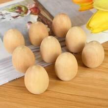 3/6 szt. dużych drewnianych jajek wielkanocnych premium do rękodzieła, nieobrobione drewniane sztuczne jajka do malowania i dekoracji, bez piór, bez prądu, artykuły rzemieślnicze bez baterii - one-size - Zobacz 3