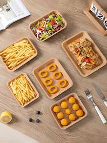 5/10/50pcs Square Paper Plates, Food Trays, Thickened Square Food Containers, Party Snack Serving Plates, Suitable For Barbecue/Snacks/Burgers/Fries/Fried Chicken/Hot Dogs, Celebrations/Parties/Weddings/Birthdays/Restaurants/Hotels/Camping - Multicolor - View 4