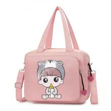 1pc Multifunctional Mommy Bag, Lightweight Handbag/Shoulder Bag/Crossbody Bag, Large Capacity Cartoon Diaper Bag For Mothers - Pink - View 8