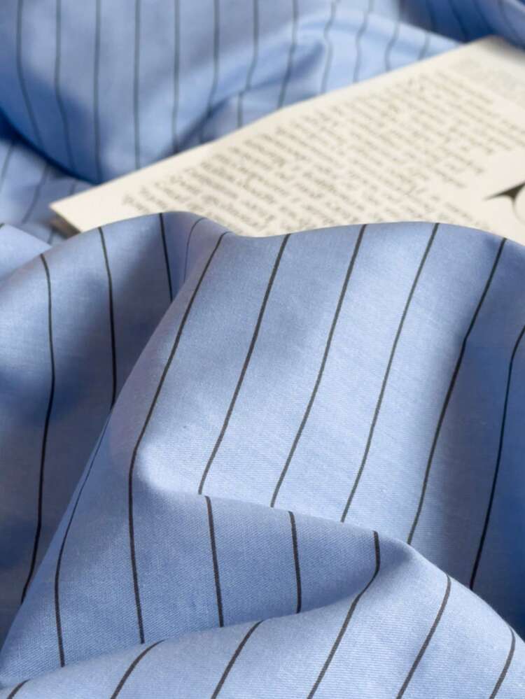 3pcs Nordic Style Striped Bedding Set, 2 Pillowcases + 1 Duvet Cover - Multicolor - View 4