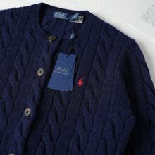 Polo Ralph Lauren Classic Embroidered Wool Cardigan  ,Women's Knitwear - Navy Blue - View 2