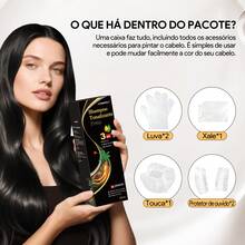 IIIMEIDU MEIDU Hair Dye, 500ml, Unisex Shampoo And Dye, 3 In 1 Long-Lasting, Effectively Covers Gray Hair, Contains Ginseng, Ginger, Black Sesame And Other Extracts For Hair Care, Suitable For All Hair Types. - 黑色 - 查看 6
