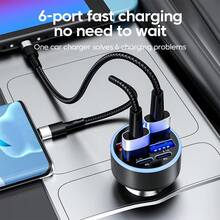 OLAF 四口 USB 车载充电器，带数字显示屏，快速充电适配器，兼容 iPad、安卓手机、笔记本电脑，设计小巧高效，随时随地便捷充电，是送给家人、朋友、孩子、生日、圣诞节、冬季的理想礼物。 - 均碼 - 查看 2