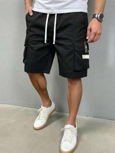男士休闲抽绳短裤，美式风格，适合日常通勤和夏季穿着