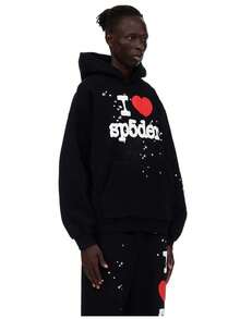 Sp5der I Heart SP5 Souvenir Hoodie Black And Matching Sweatpants Set | Premium Heavyweight Layering Outerwear |Unisex For Both Men And Women | Perfect Streetwear Set | Loungewear And Daily Casual Wear Set - Đen/bộ - Xem 4