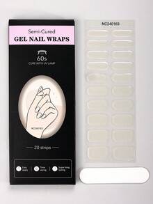 20片半固化凝胶美甲贴纸，透明简约水晶自粘全覆盖美甲套装，质地清透，保护天然指甲，可配合UV灯使用，易于粘贴和卸除，时尚美甲配件，适合女性和女孩日常派对DIY美甲用品 - 無色 - 查看 7