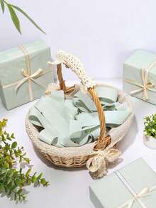 50张 - 20英寸 x 14英寸 绿色礼品包装纸，适用于DIY手工、礼品包装、生日、婚礼、节日装饰，防水哑光纯色礼品包装纸，绿色礼品包装纸 - 草綠色 - 查看 4