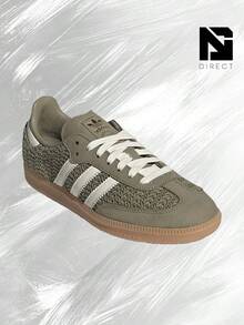 Adidas Samba OG Crochet Pack Orbit Green (Women's)– Women's Lifestyle Sneakers – Shoes For Woman -Vintage - Autumn & Winter & Spring & Summer-Inspired Running Shoes, Shock-Absorbing Comfort, Gym To Streetwear Casual Wear -Back To School- Valentine's Day Gift –JR9447 - Orbit Green/Cream White/Gum - 查看 2