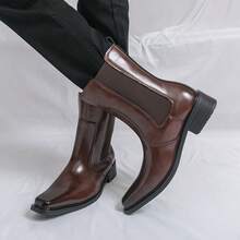 Giày bốt cao cổ bằng da chất lượng cao, giày bốt cao cổ nhẹ, giày bốt Chelsea da thời trang đường phố dành cho nam giới. - màu nâu - Xem 8