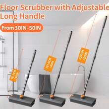 Floor Scrub Brush With Long Handle, 3 In 1 Scrape And Heavy-Duty Stiff Bristle Floor Scrubber Brush With Squeegee And Tweezer For Cleaning Tile Wall Deck Bathroom Patio Garage Kitchen - Grey - View 8